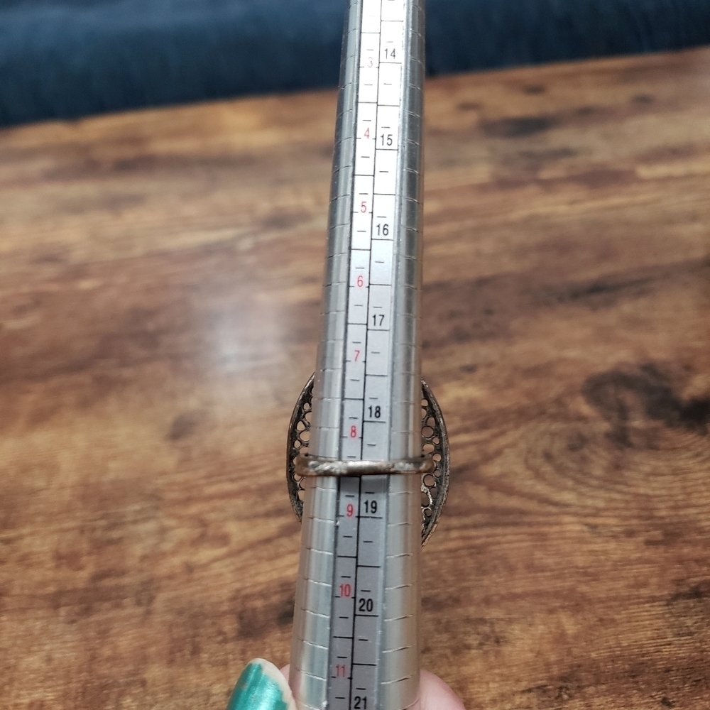 Turquoise Silver Tone Statement Ring Size 8.5 - image 7